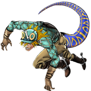 Diego transformándose en dinosaurio por Scary Monsters en JoJo's Bizarre Adventure: Eyes of Heaven.