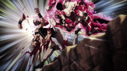 King Crimson hiriendo brutalmente a Polnareff.