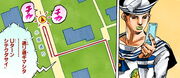 Josuke es guiado por Paisley Park a través del GPS.
