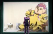 Polpo ofreciendo vino a Giorno.