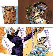 Pucci usando el cadaver de Guccio como un estéreo