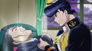 Josuke tratando en vano de curar desesperadamente a Ryohei.