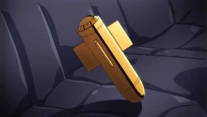 La bomba entrando en contacto con una superficie...