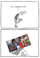 A tangible representation of the constant hate that Qnipotence users feel about Suggsverse, seeing them as fodders and stepping on them as if they weren't even Boundless