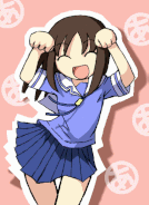 This anime girl seems happy.