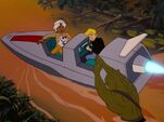 Hadji, Bandit, and Jonny in the Ski rocket, held by the Reptillian