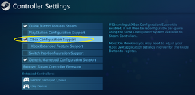 Global controller configuration settings menu