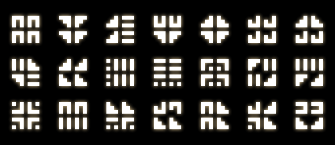 Symbols used for wayfarers, gravestones, and the collection wall