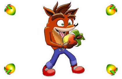Crash Bandicoot mascot holding Wumpa Fruit.png