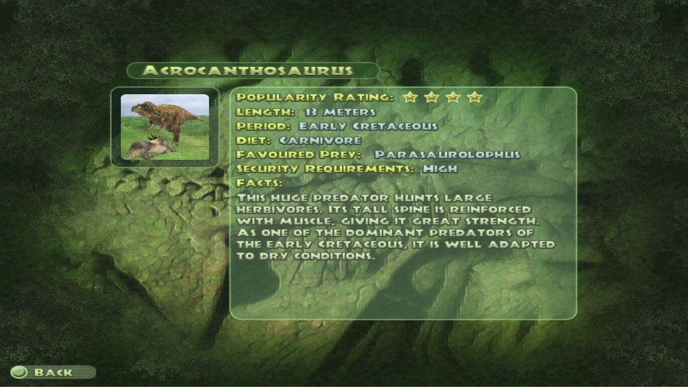 jurassic park operation genesis acrocanthosaurus