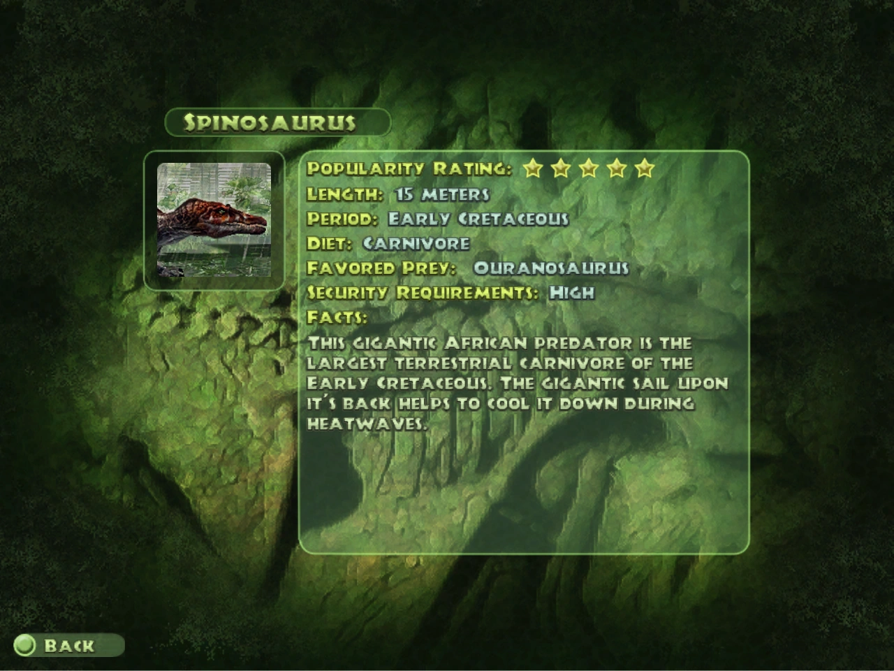 Spinosaurus Jurassic Park Operation Genesis