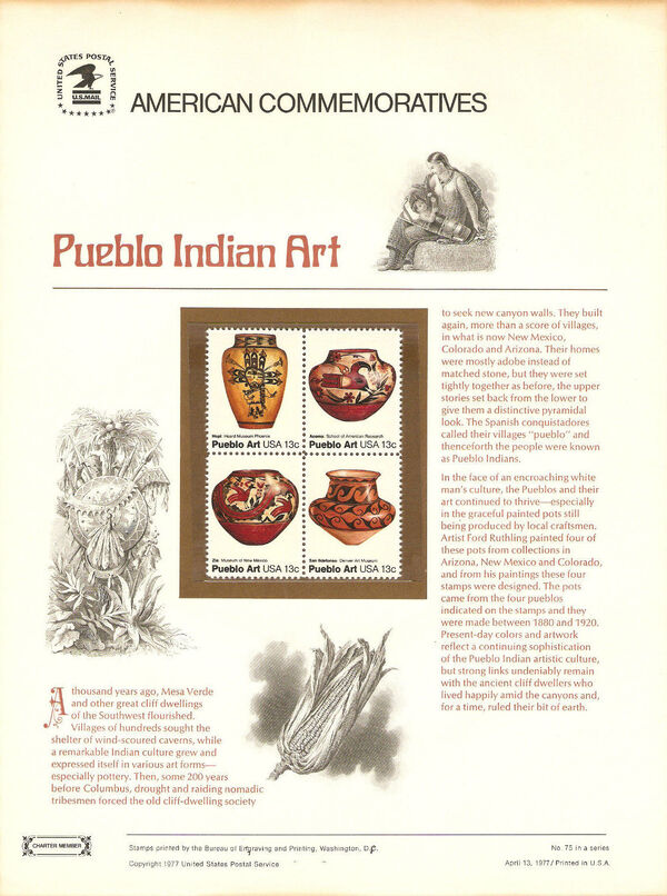 United States of America 1977 American Folk Art Series - Pueblo Pottery ACa