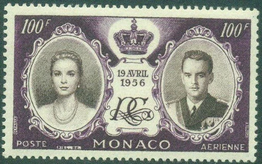 Carte de Monaco Rainier III et Grace Patricia 19 Avril 1956