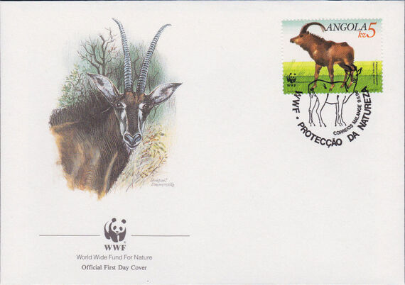 Angola 1990 WWF - Giant Sable Antelope FDCa