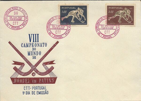 Portugal 1952 8th World Championship Hockey-on-Skates FDCa