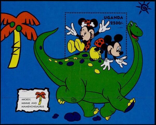 Uganda 1993 Mickey Mouse and Friends with Dinosaurs j