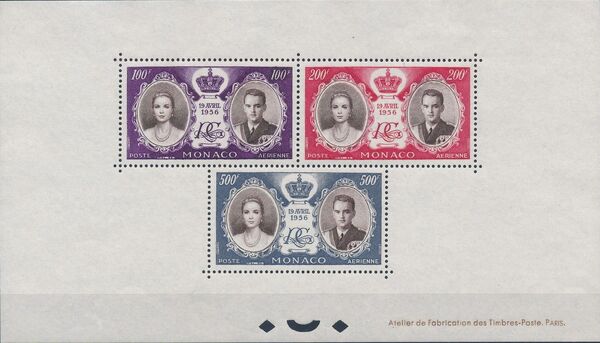 Monaco 1956 Wedding of Prince Rainier III & Grace Kelly (Air Post Stamps) f