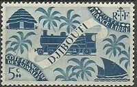 French Somali Coast 1943 Locomotive and Palms a