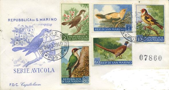 San Marino 1960 Birds FDCa1