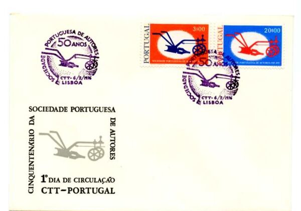 Portugal 1976 50th Anniversary of the Portuguese Authors Association FDCa