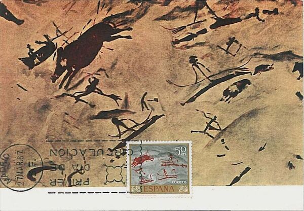 Spain 1967 - Wall Paintings from Paleolithic and Mesolithic Found in Spanish Caves MCb