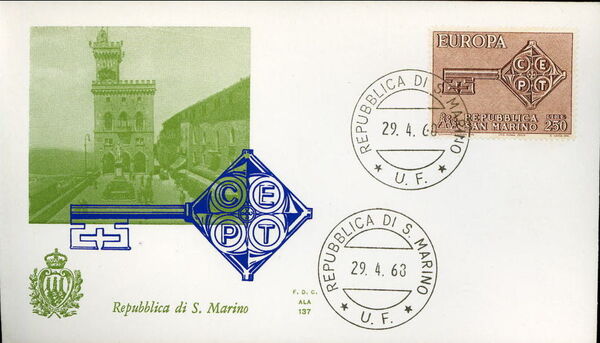 San Marino 1968 Europa FDCh