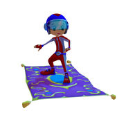 A Jumpee riding on a magic carpet