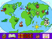 The world map, with icons for the initial locations