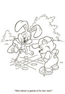 Hopsalot and Pierre playing tic-tac-toe, from JumpStart 123 Fun