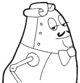 An illustration of Maestro Trombot from the JumpStart 3rd Grade printable workbook