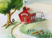 Concept art for the kindergarten schoolhouse