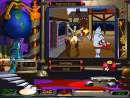 Booster-bot giving Karl von Drais a blast off with twin jet engines.