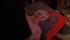 Rose's painting made by Gretchen, ruined by Kayako's evil spirit.