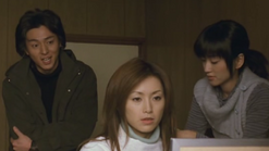 Keisuke, Kyoko and Megumi prepare for filming in the cursed house.