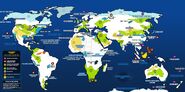 A map of notable regions in the Judge Dredd Universe.