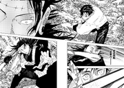 Yuta suddenly appears behind Kenjaku and decapitates him.