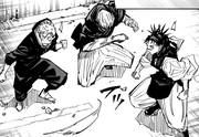 Naoya speeds past Yuji and Choso.