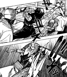 Maki slashes a man's face off with Dragon-Bone