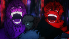 Sukuna and Mahito laugh at Yuji (Anime)