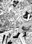 Yuki attacks with Garuda as a weapon.