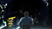 Awasaka overlooking Shibuya (Anime)