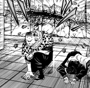 Nanako and Mimiko bow before Sukuna.