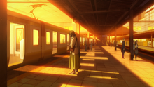Yuko Ozawa at the train station (Anime)