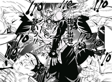 Aoi using Boogie Woogie to overwhelm Hanami