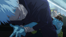 Satoru grips Jogo's arm (Anime)