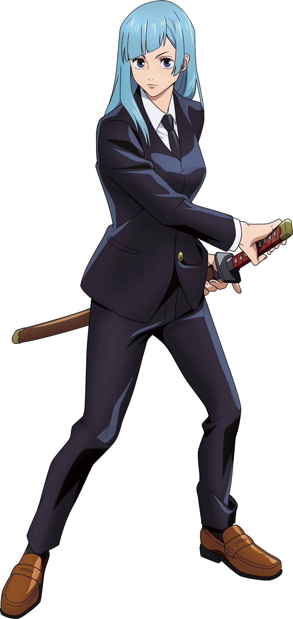 anime character wearing blue suit