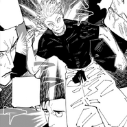 Higuruma watches Gojo use reverse cursed technique.