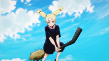 Momo riding her broom (Anime)