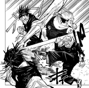 Yuji kicks Choso.