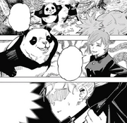 Momo irritated by Nobara and Panda's taunting.